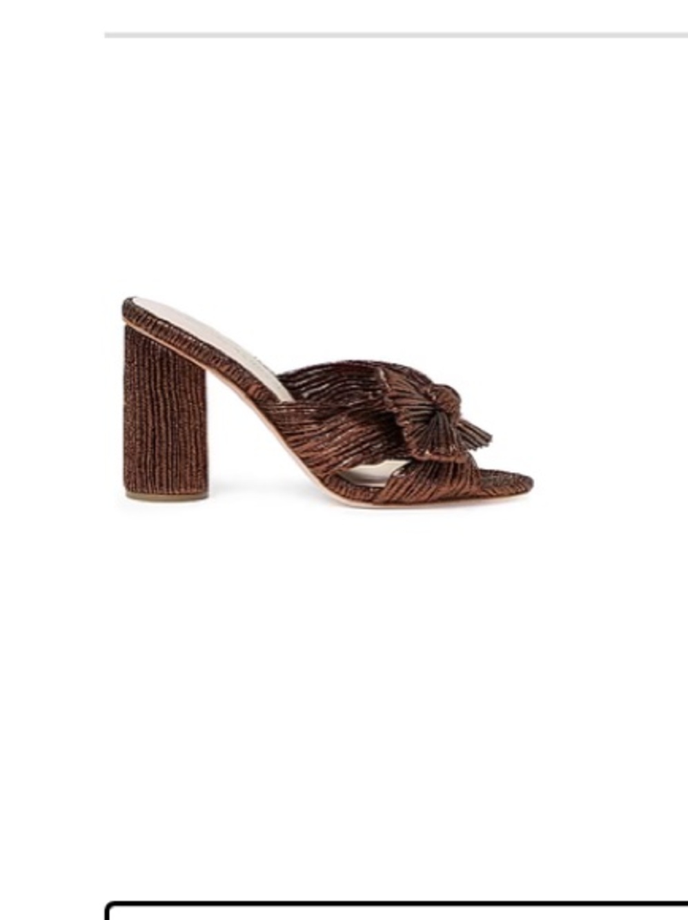 Loeffler Randall Brown Penny Metallic Lamé Block-Heel Mules